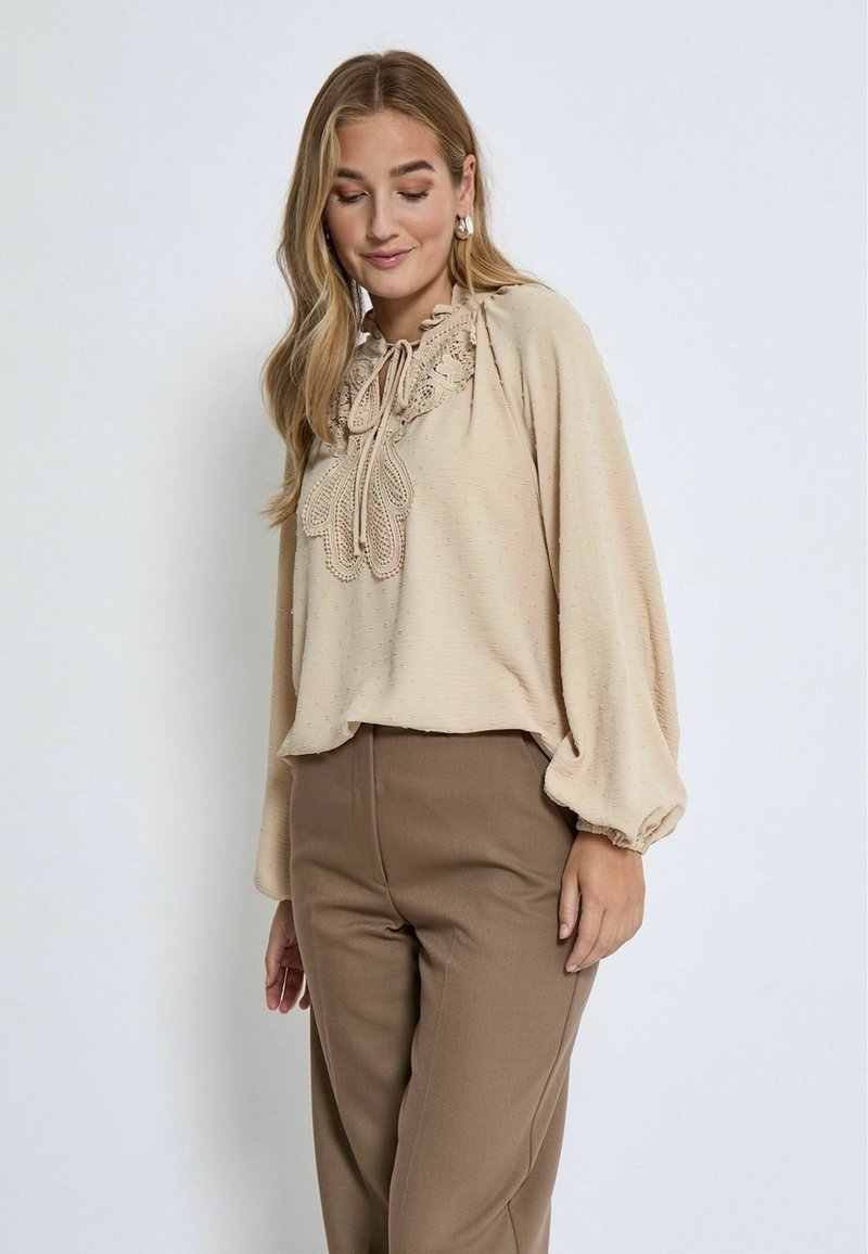Desires HAY PUFF SLEEVE - Camicetta - fog sand