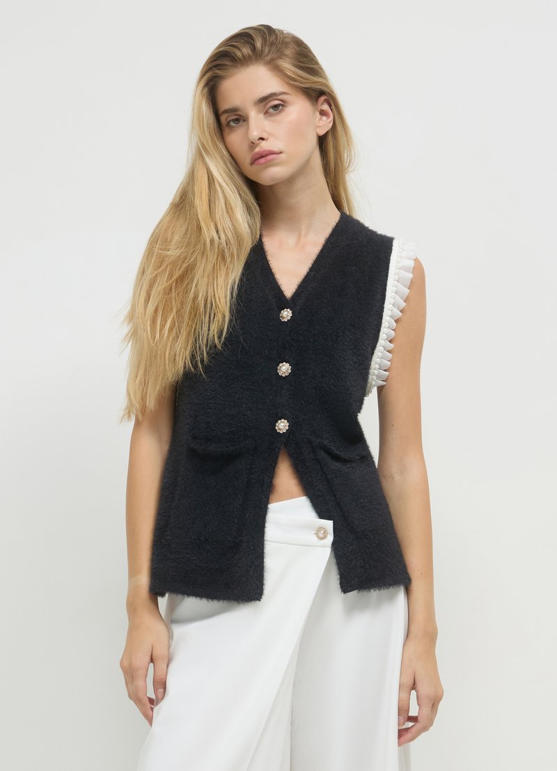 Calliope CON PASSAMANERIA PERLE  - Smanicato - nero