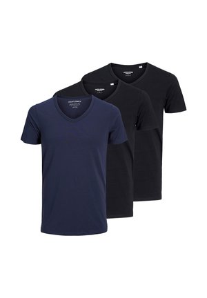 3 PACK - T-shirt basic - schwarz/dunkelblau