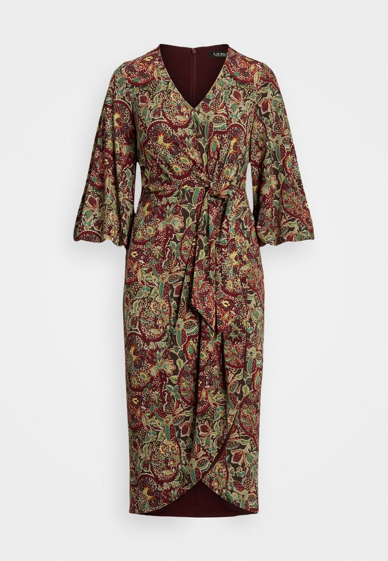 Lauren Ralph Lauren JOCOVA 3/4 SLEEVE DAY DRESS - Φόρεμα ημέρας - burgundy multi