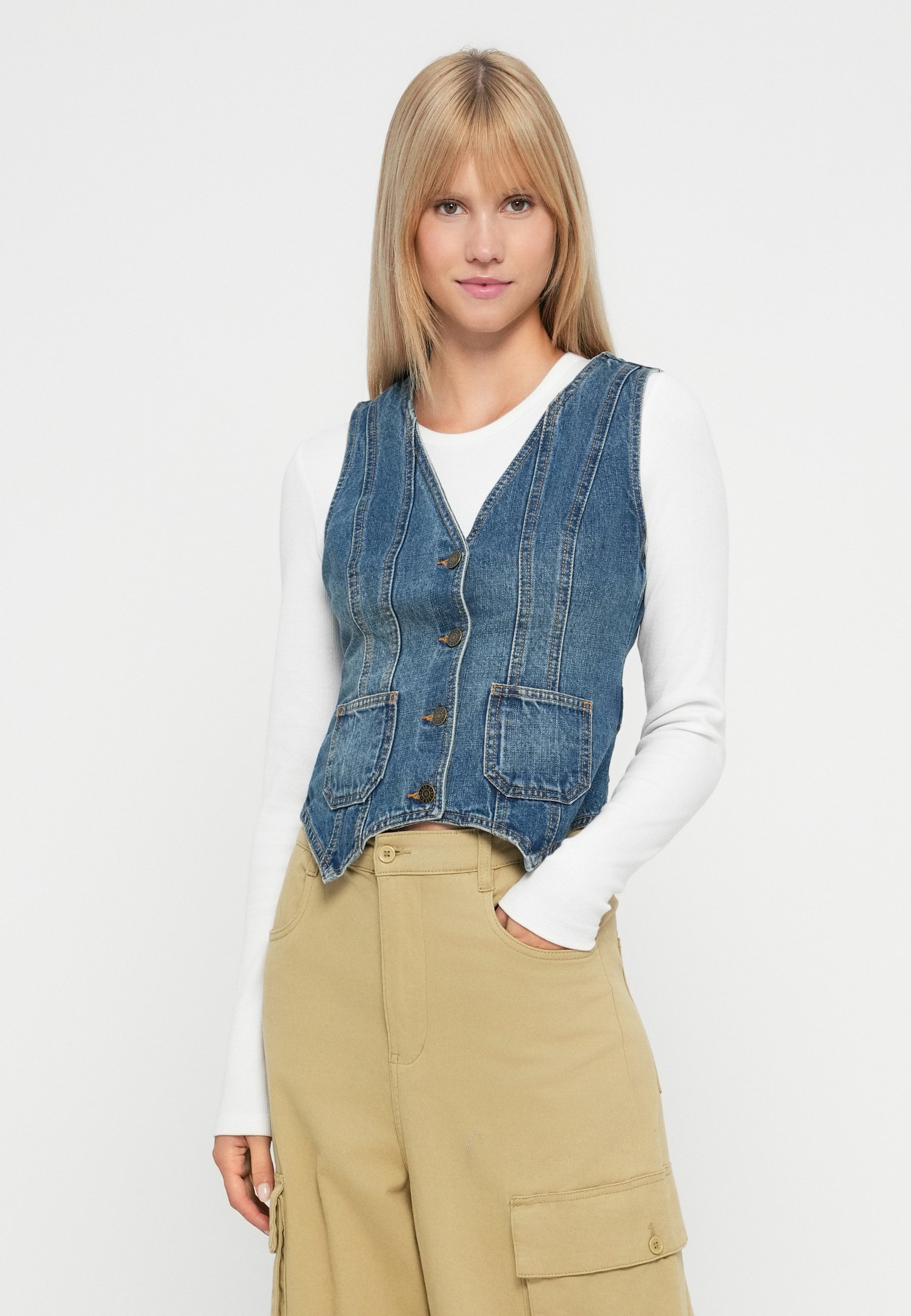 JJXX JXFAIZA DENIM WAISTCOAT - Waistcoat - medium blue denim/blue