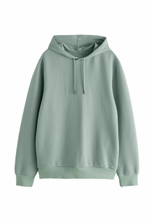 Ljusgrön hoodie med ett strukturerat mönster, snodd i huvan och ribbade ärmslut och nederkant. Mjuk tyg, avslappnad passform och minimalistisk design.
