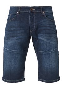 Shorts de mezclilla en un lavado azul oscuro con un ajuste regular, diseño de cinco bolsillos y costuras en contraste. Cuenta con un cierre de botón y trabillas para cinturón.