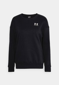 Felpa girocollo navy realizzata in tessuto morbido, con polsini e vita a coste, e un piccolo logo Under Armour bianco sul petto.