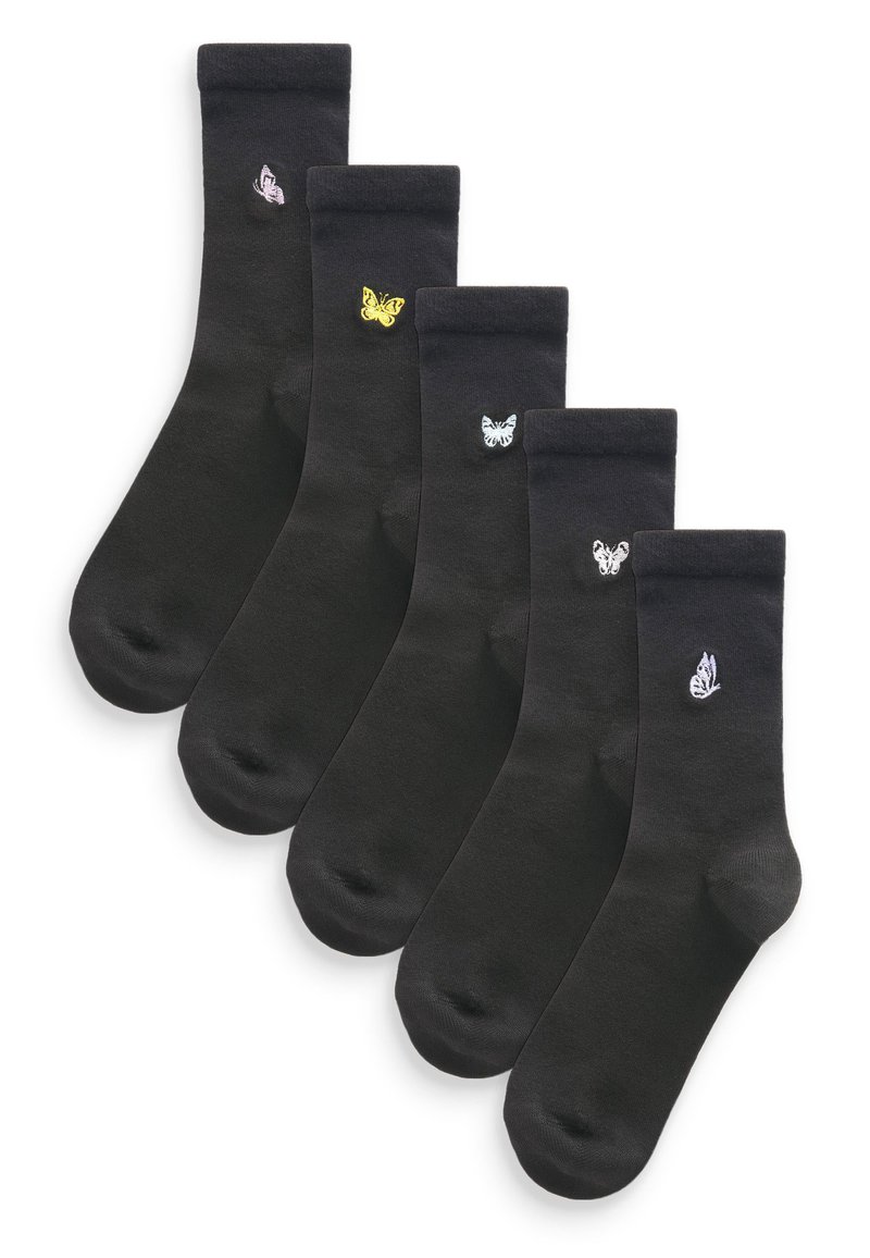Next MOTIF 5 PACK STANDARD  - Strømper - black embroidered butterflies