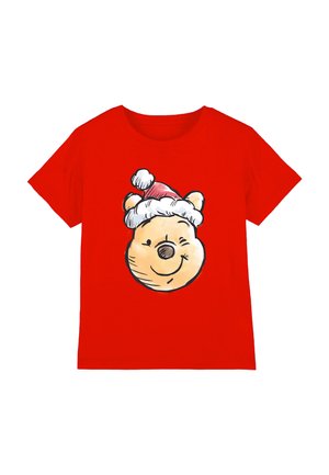 WINNIE THE POOH SANTA HAT - Print T-shirt - red