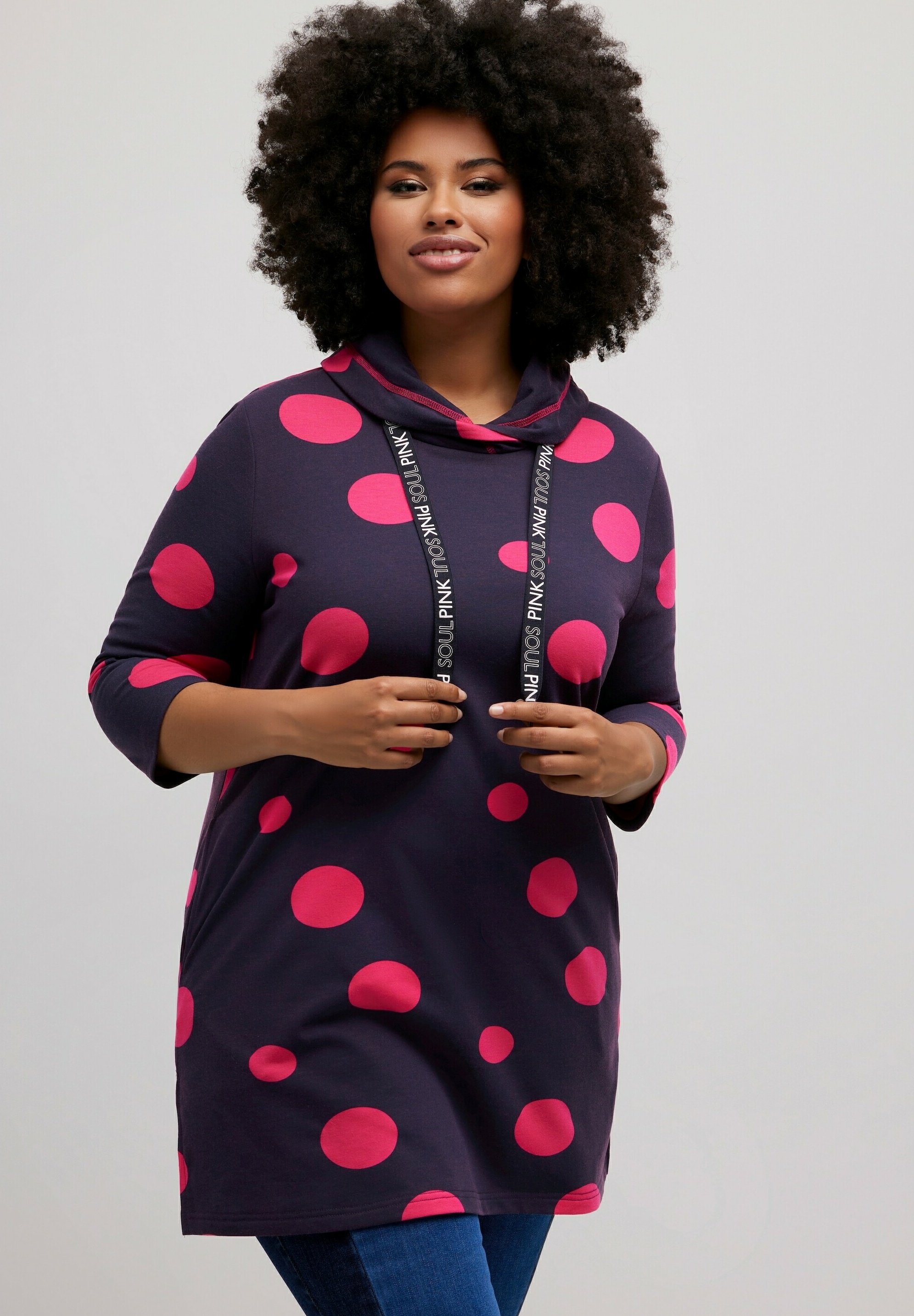 Ulla Popken Damen Sweatshirt – Lässiges Oversize Shirt Mit Kängurutasche Und Hohem Stehkragen