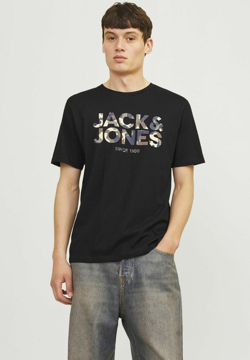 Jack & Jones LOGO RUNDHALS - Tricou cu imprimeu - black
