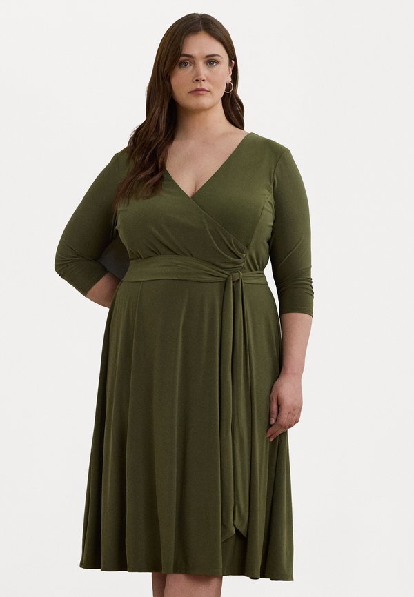 SURPLICE JERSEY DRESS - Jersey dress - olive grove