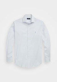 Ljust blå mönstrad långärmad Polo Ralph Lauren skjorta med knappstängning fram och broderad logotyp på vänster bröst.