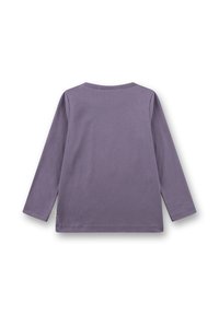 Langärmliges Hemd aus gedämpftem lila Baumwollstoff, mit Rundhalsausschnitt und geradem Schnitt. Minimalistisches Design ohne Muster oder Akzente.