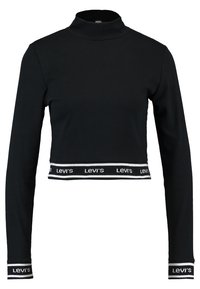 Crop top i svart tyg med hög hals och långa ärmar. Anmärkningsvärd vit Levi's-logoband vid fållen och ärmsluten.