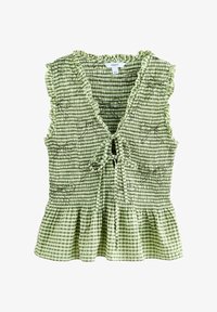 Nevybráno, green gingham bow embroidered