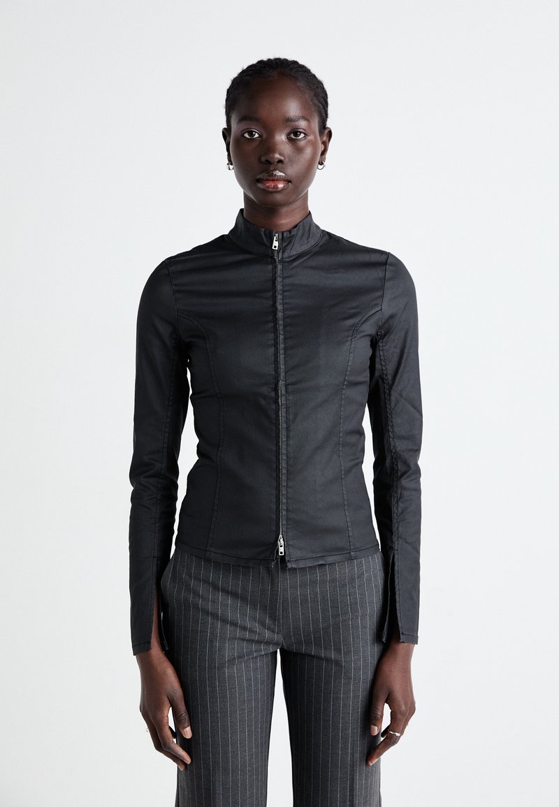 Weekday KATE COATED ZIP SHIRT - Bluza - black