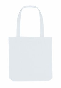 Witte katoenen tote bag met twee schouderbanden, rechthoekige vorm en gestikte naden. Geen patronen of aanvullende decoratieve elementen.