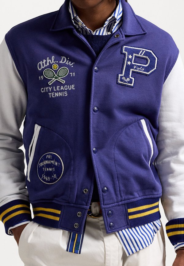 FLEECE GRAPHIC LETTERMAN JACKET - Zip-up sweatshirt - fall royal multi4