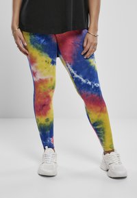 Urban Classics TIE DYE HIGH WAIST  - Leggings - Byxor - royalblue/brightyellow