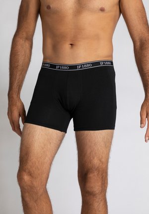 Boxer shorts neri con design aderente, realizzati in tessuto morbido, dotati di un elastico a contrasto con l'etichetta "JP1880."