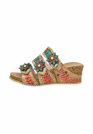 Mules med hæl - beige