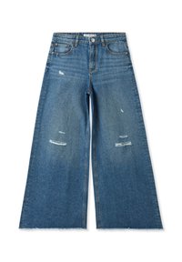 Terranova WIDE LEG CON STRAPPI - Jeans a zampa - blu denim medio