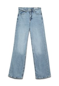 Ljust blå vida jeans i denim, med en klassisk femfickdesign och rak passform med minimala urtvättningar på benen.
