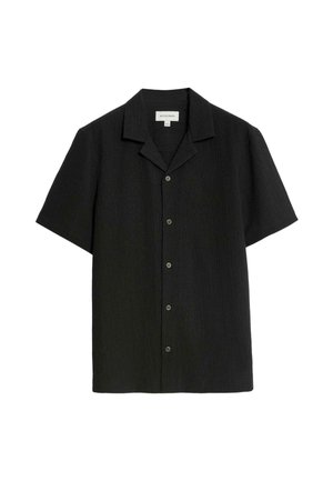 Autograph, RELAXED CRINKLE SEERSUCKER - Camisa - black