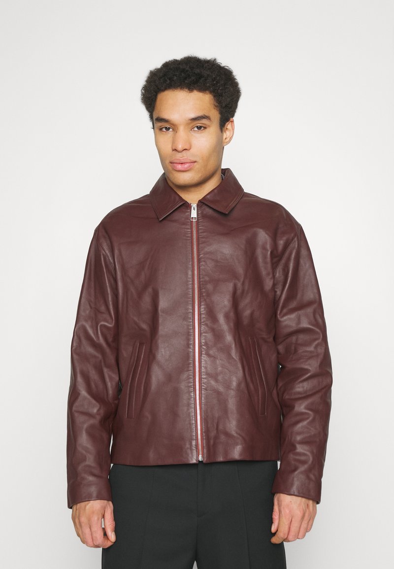 FRAME JACKET Leather jacket DARK BURGUNDY/bordeaux Zalando.co.uk