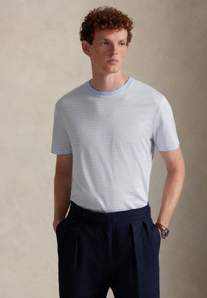 STANDARD FIT STRIPED LISLE T-SHIRT - Μπλουζάκι με στάμπα - office blue/white
