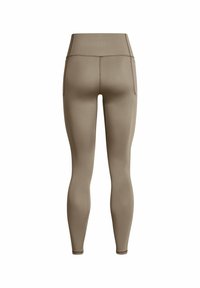 Högmidjade leggings i en taupefärg, med ett jämnt och stretchigt material, en elastisk midja och framträdande sid sömmar.