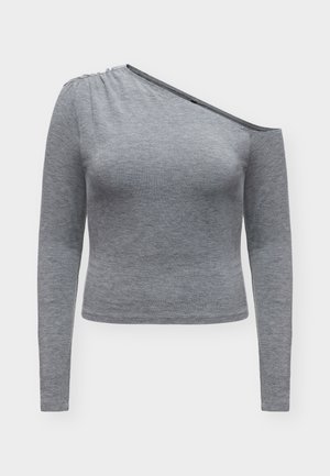 ONLY, ONLGLAMOUR ONE SHOULDER TOP - Μπλούζα με μακριά μανίκια - medium grey melange