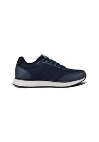 Zapatillas deportivas en color navy con parte superior de malla y acentos sintéticos, con una media suela blanca y suela de goma. Diseñadas para ser cómodas y duraderas.
