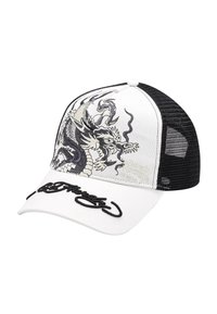 Ed Hardy UNISEX MONO GIANT DRAGON FRONT TRUCKER - Cap - white black