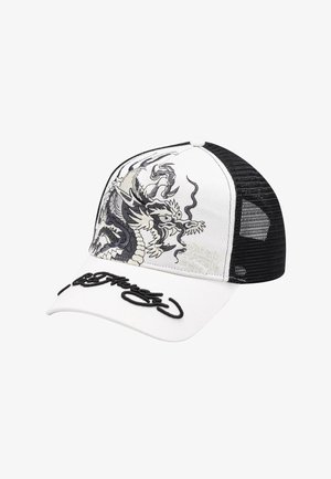 Ed Hardy UNISEX MONO GIANT DRAGON FRONT TRUCKER - Gorra - white black