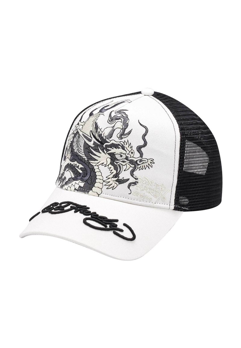 Ed Hardy UNISEX MONO GIANT DRAGON FRONT TRUCKER - Cap - white black