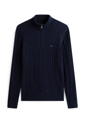 Tommy Hilfiger, CLASSIC CABLE ZIP MOCK - Trui - navy blue