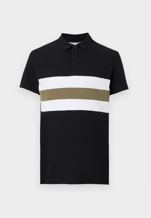 Pier One by Zalando, COLOUR BLOCK SHORT SLEEVES POLO SHIRT - Polo - black/white/green