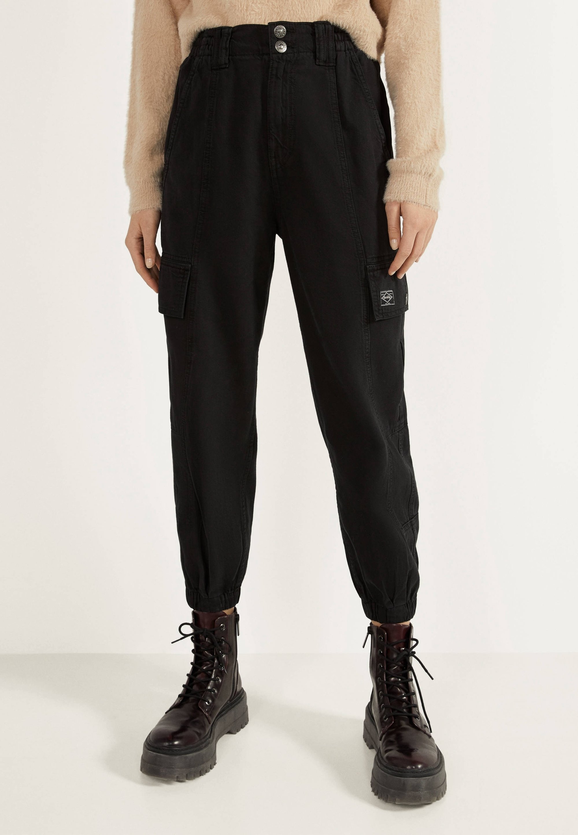 Bershka Pantaloni Cargo Pantaloni Ampi Neri Pantalone Nero Bershka