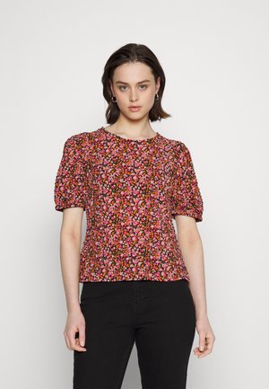 VMHOLLO O NECK - Blouse - black, light pink