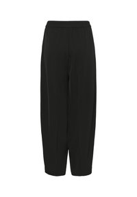 Pantalon noir ample avec taille élastique, longueur complète et coupe droite, présenté sur fond blanc uni.