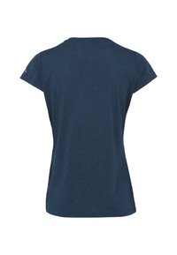 Navyblauw T-shirt met korte mouwen en een ronde hals, met een zachte textuur en een klein logo detail op de linkerschouder.