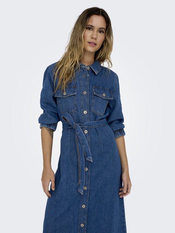 ONLHELLE BELTED DRESS - Denim dress4