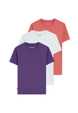 T-Shirt basic - white coral purple