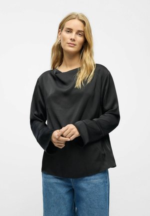 WASSERFALLAUSSCHNITT - Maglietta a manica lunga - black