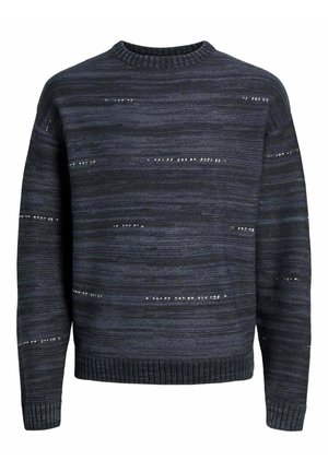Striktrøje - mottled dark blue