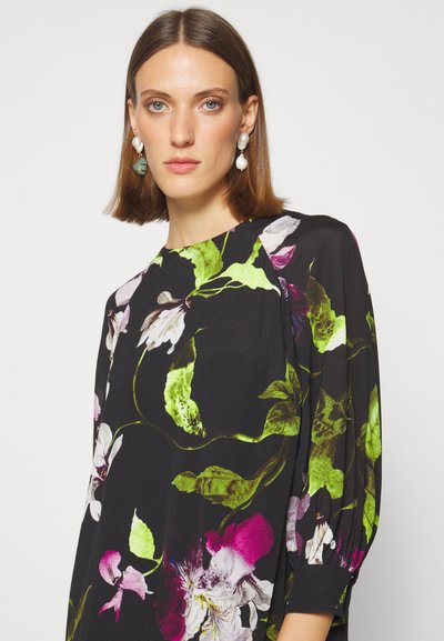 Erdem LONG SLEEVE DRESS GATHERED HEM - Φόρεμα ημέρας - black