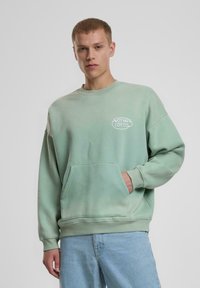 Mintgrønn hettegenser med rund hals, drop skuldre, frontlomme og brodert "Another Cotton"-logo. Myk tekstil med avslappet passform.