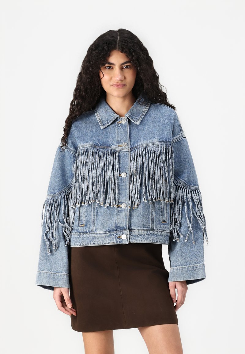 YAS YASAIKO FRINGE JACKET - Džinsinis švarkelis - medium blue denim