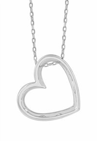 Hõbedast südamekujuline ripats õhukesel kettal, millel on avatud disain siledate servade ja poleeritud viimistlusega.