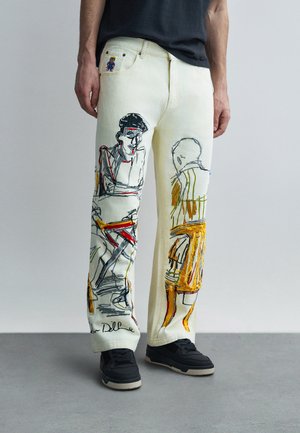 DOMINOS EMBROIDERY - Jeans Straight Leg - cream