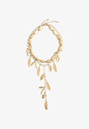 Next, 2 LAYER FEATHER LONG Y NECKLACE . - Necklace - gold-coloured